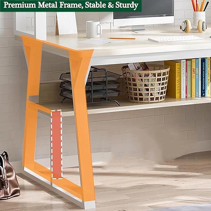 Computer Desk with Hutch and BookshelfHome Office Desk Study Writing Desk for Small SpaceWood Pc Table with Storage Shelves Modern Gaming Desk(39 inch Black)