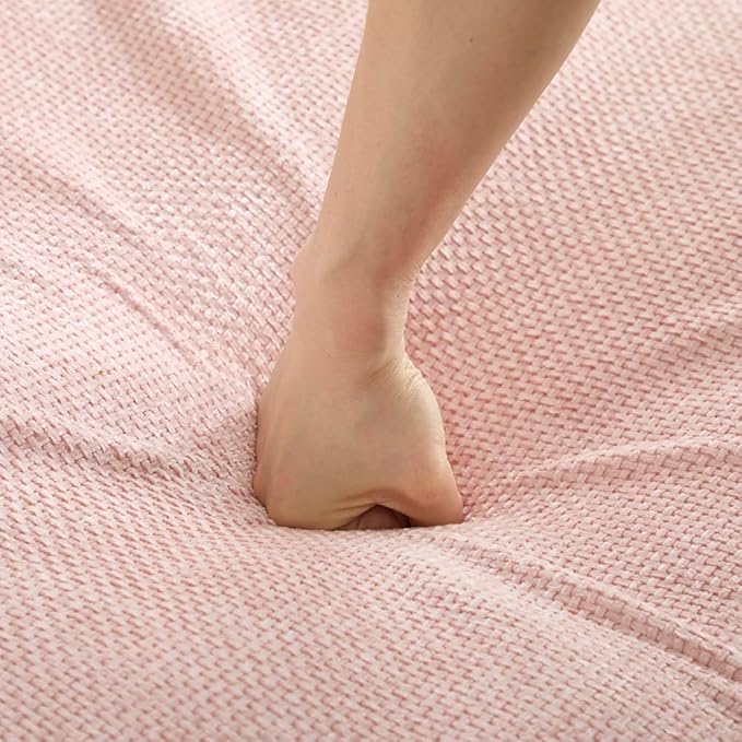 Oversized Chaise Lounge Indoor Deep Seat Boneless Sofa Bed with Throw Pillows Plush Chenille Fabric No Assembly Required Comfy Sleeper Sofa for Living Room Bedroom (PINK Without pocket)
