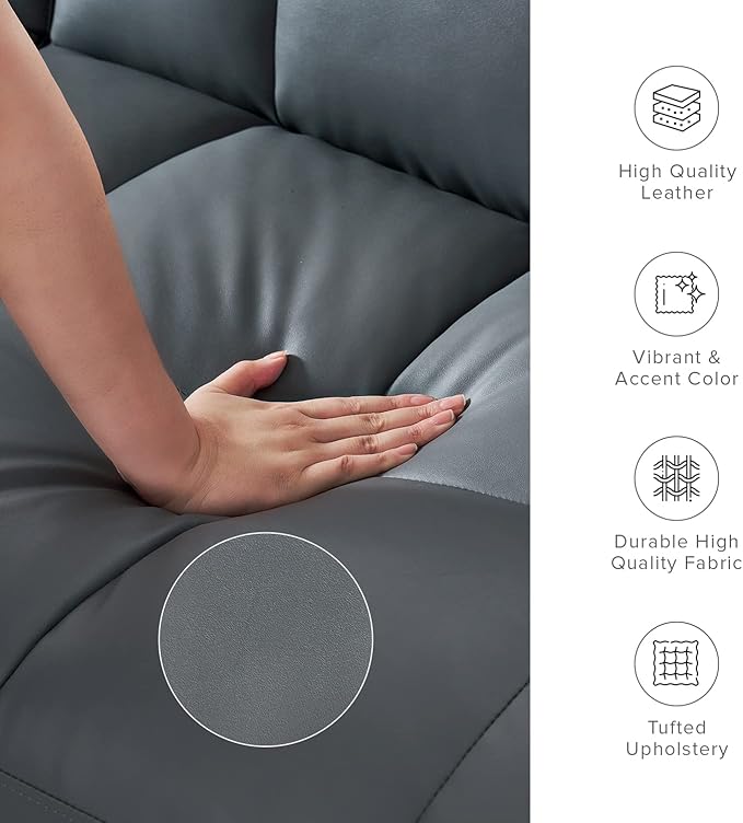 mopio Aaron 76.8 Couch Small Futon Sofa Bed Sleeper Loveseat Mid Century Modern Futon Couch Sofa Cama Couches for Living Room Bedroom (Cloud Gray Faux Leather)