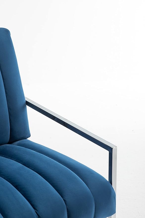 Generic Velvet Vertical Stripe Armchair Gold Metal Frame Accent Chair Suitable for Living Room BedroomBlue
