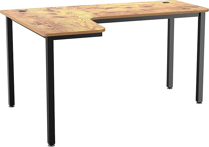 It's_Organized L-Shaped Computer Desk 61 Corner Computer Desk Office Study Writing Desk Home Gaming Desk with Large Mouse Pad &amp Cable Management Space-Saving Easy Assembly Rustic Brown/Left