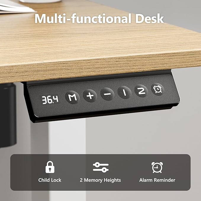 Large Electric Standing Desk 63 x 24 Inches Height Adjustable Sit Stand Computer Desk Home Office with Memory Presets (Spliced DesktopOak)