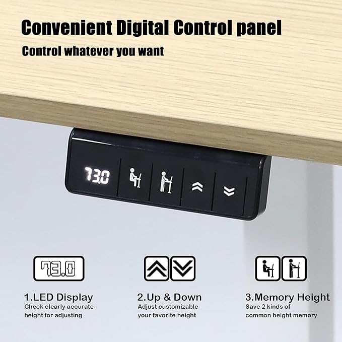 MSZ Electric Standing Desk 48x24 Inch with Memory Presets Adjustable Height Sit to Stand Computer Desk for Home Office &amp Gaming Maple