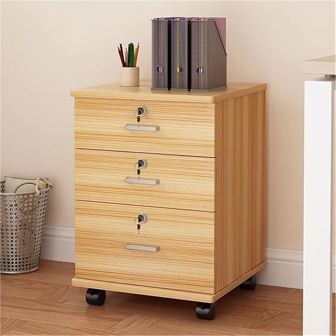 Mobile Locking Filing Cabinet for Home Office Low Cabinets with Drawers for Nized File Storage(Yellow)