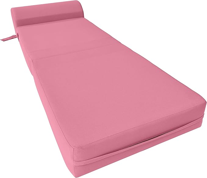 D&ampD Futon Furniture Sleeper Chair Folding Bed Studio Sofa Guest Folded Mattress High Density Foam (70 x 24 x 6 Pink)