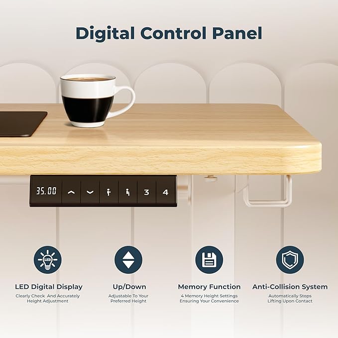 Adjustable Stand Up Desk Standing Desk 40x24 Inches Home Office Desks with Memory Preset Computer Workstation Splice Maple Top + White Frame