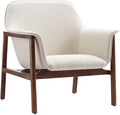 Manhattan Comfort Miller Mid Century Modern Accent Chair Linen Weave Upholstery Seamless Bucket Seat with Flared Arms Ideal for Living Room Bedroom &amp Office Use Fully Assembled Set of 1 Cre