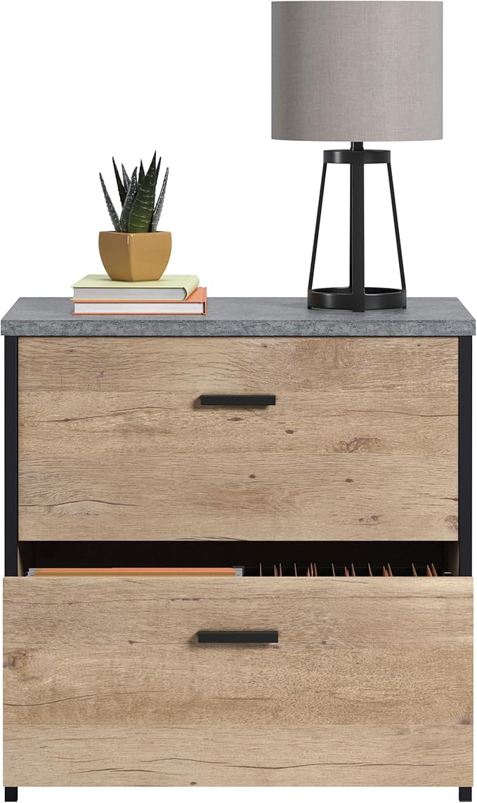 2 Drawer Small File Cabinet with Lock Under Desk Locking Drawers Modern Storage CabinetOrganizer for Home Office Filing CabinetsBrown