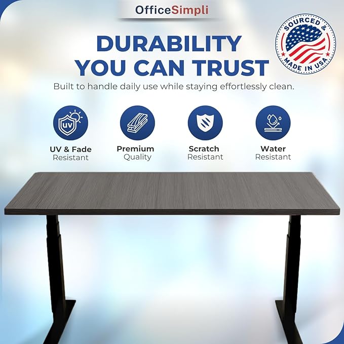 OfficeSimpli 60 x 30 Inch Desk Top Made in USA Replacement Table Top for Sit-to-Stand Adjustable Desk Frame Countertop Workbench for Classroom Home and Office (Desk Top only) - Iconic Maple