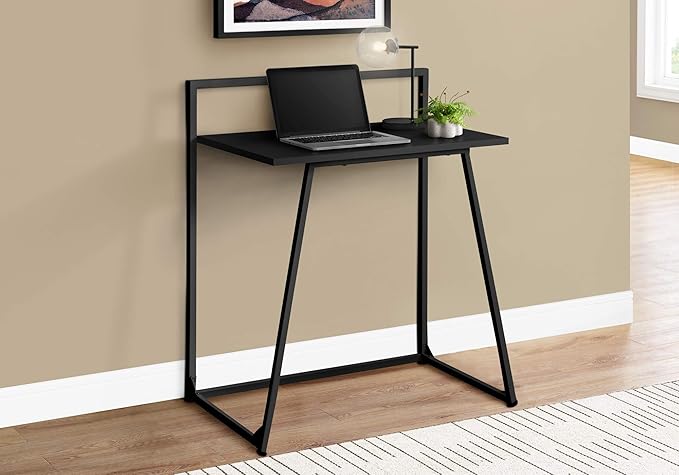 Computer Desk Home Office Laptop 30 l Work Black Laminate Black Metal Contemporary Modern