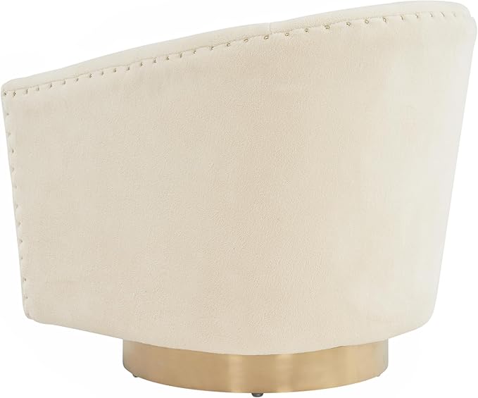 SAFAVIEH Couture Collection Clara Glam Ivory &amp Gold Faux Lamb Wool Swivel Tub Accent Chair Fully Assembled (SFV4702M)