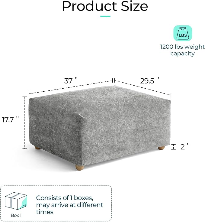 LINSY HOME Ottoman Modular Sectional Oversized Couch 37 Wide Ultra Soft Cloud Couch Ottomans Convertible Sectional Sofa for Living Room Apartment Dorm Room