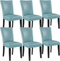 MODERION Parsons Solid Wood Dining Chairs Set of 6 with UP High Back Kitchen Chairs with Upholstered Seat Holds Up to 300 LbsAccent Chairs Easy Assembly Light Blue CY1331HL
