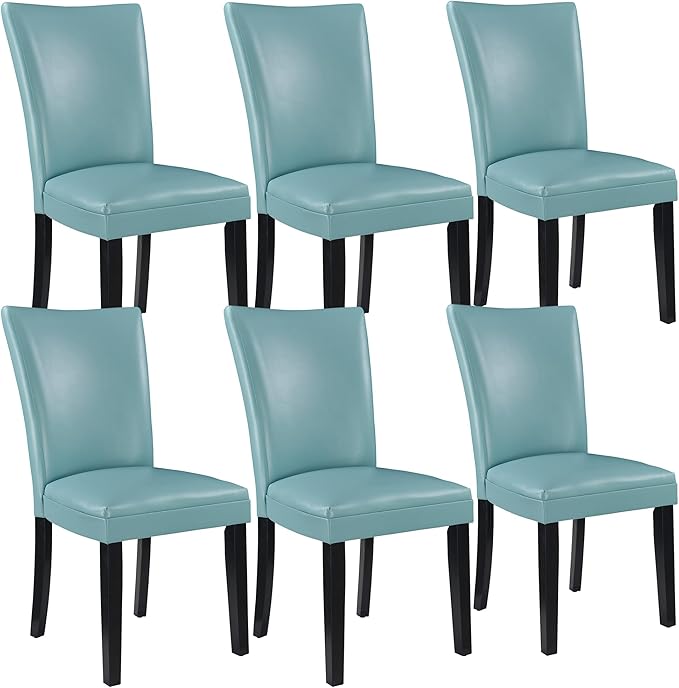 MODERION Parsons Solid Wood Dining Chairs Set of 6 with UP High Back Kitchen Chairs with Upholstered Seat Holds Up to 300 LbsAccent Chairs Easy Assembly Light Blue CY1331HL
