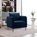 Modern Velvet Accent Chair Single Sofa Chairs Armchair with Square Arm Upholstered Accent Chairs for Living Room Bedroom Apartment (Navy Chair)