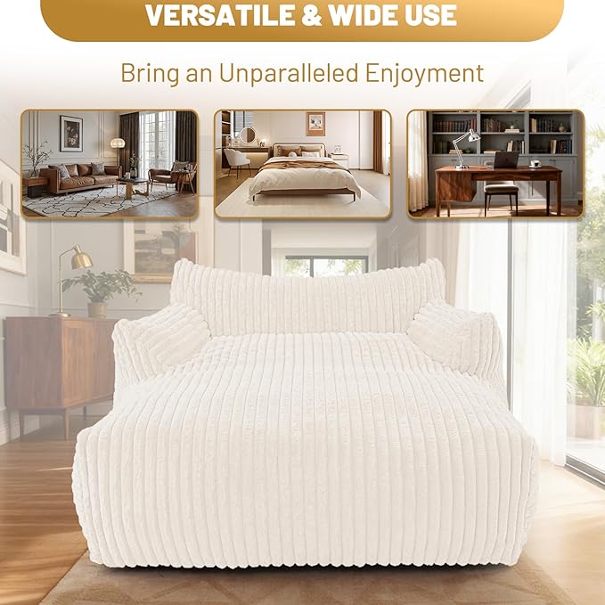 HABUTWAY Comfy Floor Sofa Giant Plush Reading Chair Indoor Cozy Couch with Armrests Oversized Couch Upholstered Boneless Sofa Portable Cloud Couch Accent Chair for Living Room Bedroom (Cream)