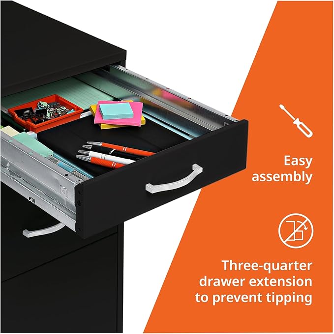 Lorell LYS SOHO Box/File/File 3-Drawer Mobile File Cabinet Black