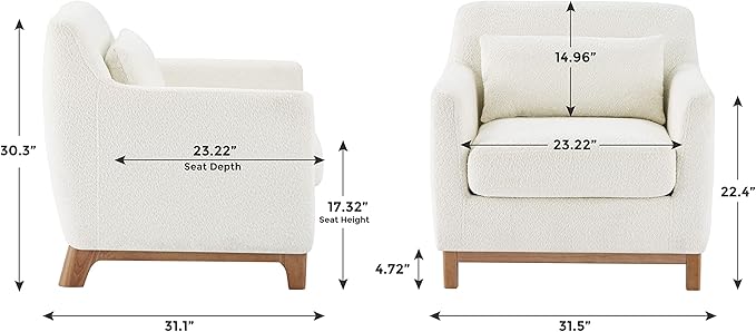 VANOMi Accent Chairs for Living Room Sherpa Oversize Accent Chair with Thick Cushion 31 Inch Comfy Chair for Bedroom Apartment Camel