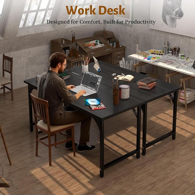 Computer Desk 55 Inch Home Office Desks Office Desk for Gaming Writing Study Work Study Table with Large Legroom Computer Desk with Metal Frame Modern Simple Home Office Desk for Bedroom