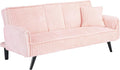 72'' Fabric Loveseat Sofa Comfy Corduroy Couch with 2 Embedded Teacup Holders 2 Seater Sofa with Adjustable Backrest Modern Small Convertible Futon Sofa Bed for Living Room Apartment (Pink)