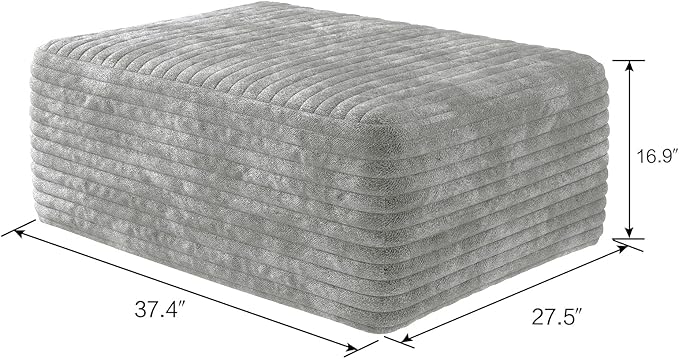 37.4 Corduroy Ottoman Seat Module for Modular Sectional Sofa DIY L-Shaped &amp U-Shaped Plush Corduroy Sofa for Living Room Grey