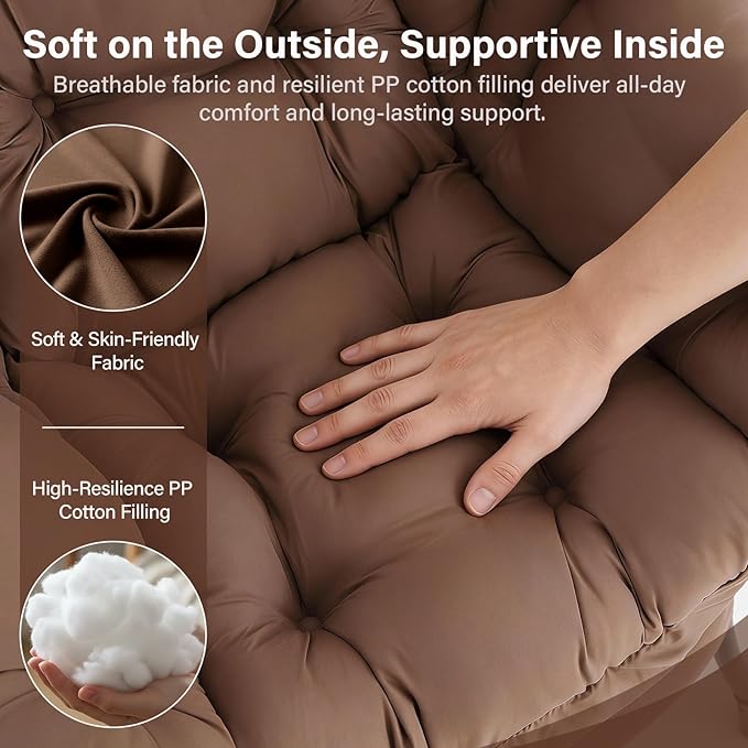 Lazy Chair with Folding Ottoman Modern Accent Armchair with Armrests and a Side Pocket &amp Foldable Footstool Reading Chair for Living Room Bedroom Dorm &amp Office Dark Brown