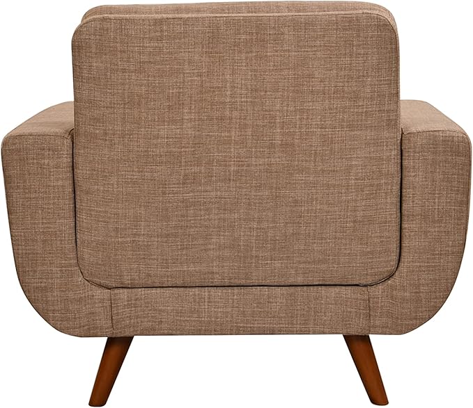 41”Linen Fabric Accent Chair Mid Century Modern Armchair for Living Room Bedroom Button Tufted Upholstered Comfy Reading Accent Sofa ChairsLight Brown