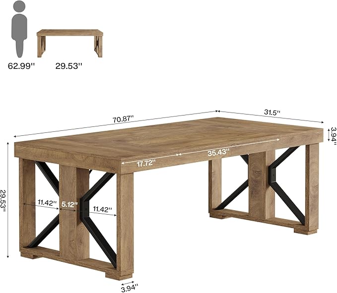 Tribesigns 70.87 Inches Executive Desk Large Wooden Computer Office Desk with Strong Double Pedestal Modern Simple Workstations Study Writing Table Business Furniture for Home Office Brown