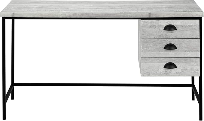 Penau Computer Desk for Home Office Modern 55 Inch Desk with 3 Storage Drawers and Black Metal Base Ideal for Small Spaces