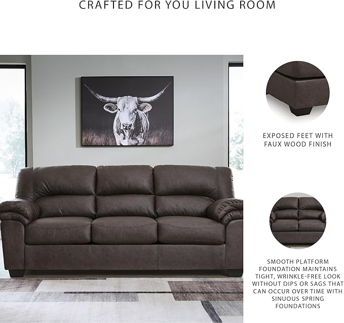 Signature Design by Ashley WalkerPoint Contemporary Sofa with Removable Cushion Dark Brown