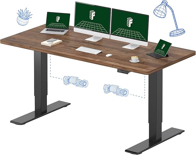 FLEXISPOT 71x32 Large Dual Motor Electric Standing Desk Black Walnut - 198 LBS Heavy-Duty Capacity Ideal for Home Office Creative Studio or Multi-Monitor Setup