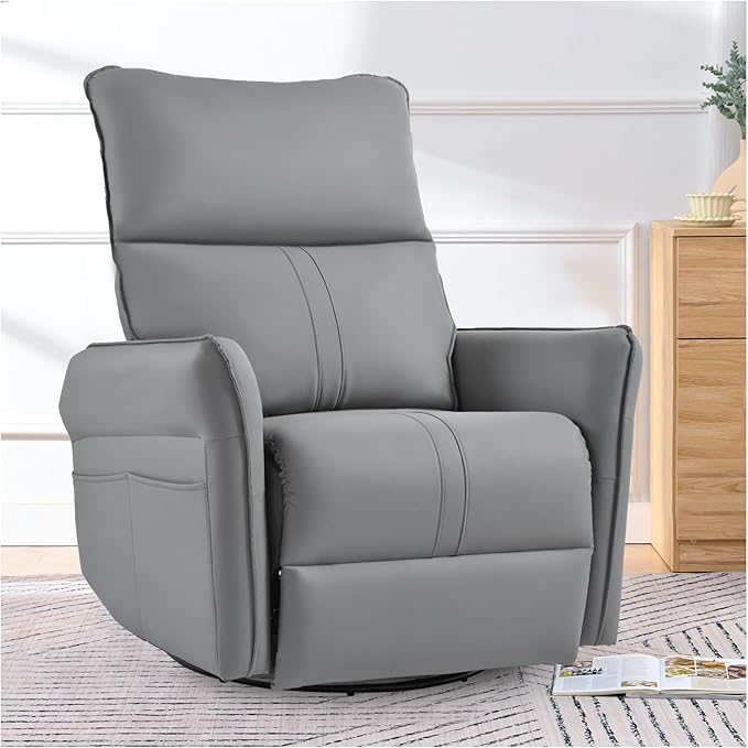 cinkehome Swivel Rocker Recliner Glider Rocker Recliner Chair for Nursery Overstuffed Manual Reclining Chair for Small Spaces Living Room