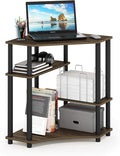 Furinno TURN-N-TUBE Desk Gaming Desk with Shelves Corner Computer Desk with Shelves Office Desk Space Saving For Home Office Bedroom Columbia Walnut