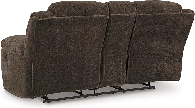 Signature Design by Ashley Frohn Modern Manual Double Reclining Loveseat with Console Storage and Cup Holders Dark Brown