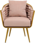 Velvet Accent Chair Modern Upholstered Armchair Tufted Chair with Metal Frame Single Leisure Chairs for Living Room Bedroom Office Balcony