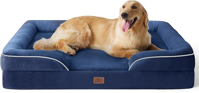 Bedsure XL Plus Orthopedic Dog Bed for Extra Large Dogs - Washable XLarge Dog Cat Bed Waterproof Comfort Dogs Couch Sofa with Washable Removable Cover Pet Bed with Nonskid Bottom Blue Navy 48