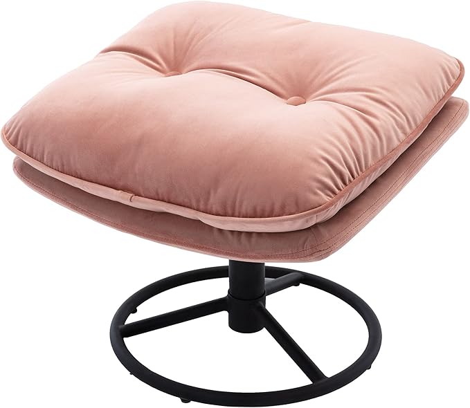 Accent Chair TV Chair Living Room Chair with Ottoman Modern Velvet Lounge Chair with Ottoman Set with Metal Legs Swivel Leisure Chair for ClubHome Office (Pink/TV@)