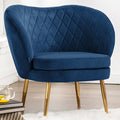 DUHOME Velvet Accent Chair with Barrel Backrest Upholstered Armchair Single Sofa for Living Room Bedroom Dining Room Blue