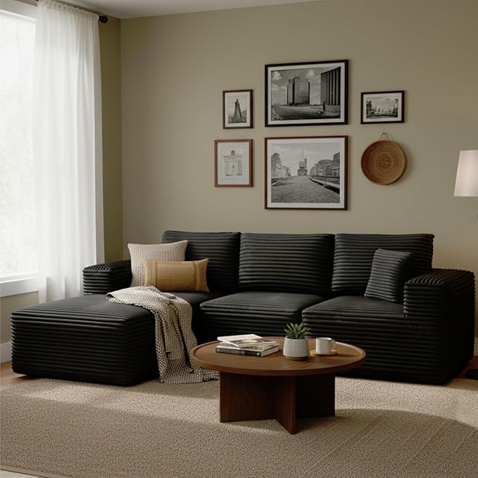 104 Modular Sectional Sofa with L-Shape Chaise Modern Upholstered Cloud Couches for Living Room Bedroom No Assembly Required Dark Grey