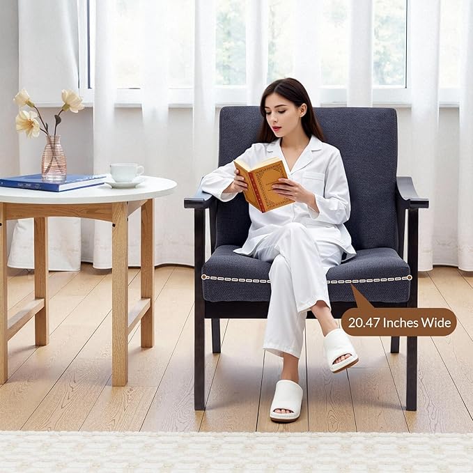 Rovibek Accent Chair for Bedroom - Midcentury Modern Accent Chair with Arms Upholstered Armchair with 5.1in Thick Foam Comfy Chairs for Living Room