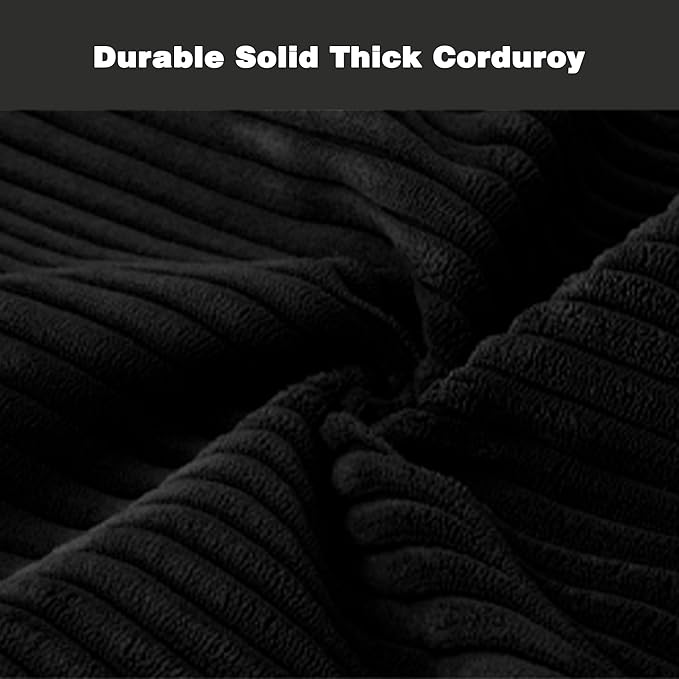 Modern Oversized Modular Sectional Sofa Boneless Cloud L Shaped Couch with Legs Corduroy Big Comfy Deep Seat Sofa for Living Room &amp Apartment（Black146″L Shaped Sofa）