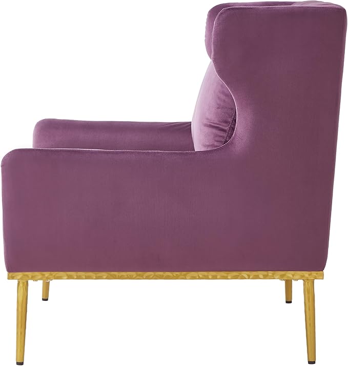Christopher Knight Home Vincenzo Upholstered Club Chair Velvet Accent Chair Single Lounge Curved Armchair Comfort Seating Armchair Reading Single Sofa Sturdy Iron Legs for Living Room Purple