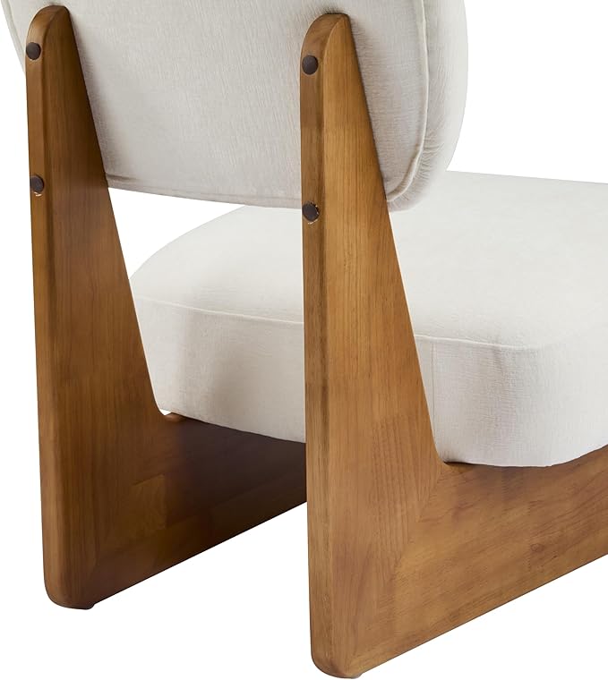 GDFStudio Upholstered Armless Accent Chairs Set of 2 Modern Side Chair Minimalist Leisure Chair with Backrest Beige Cusion for Living Room Bedroom Reading Room Natural Slid Wood Base