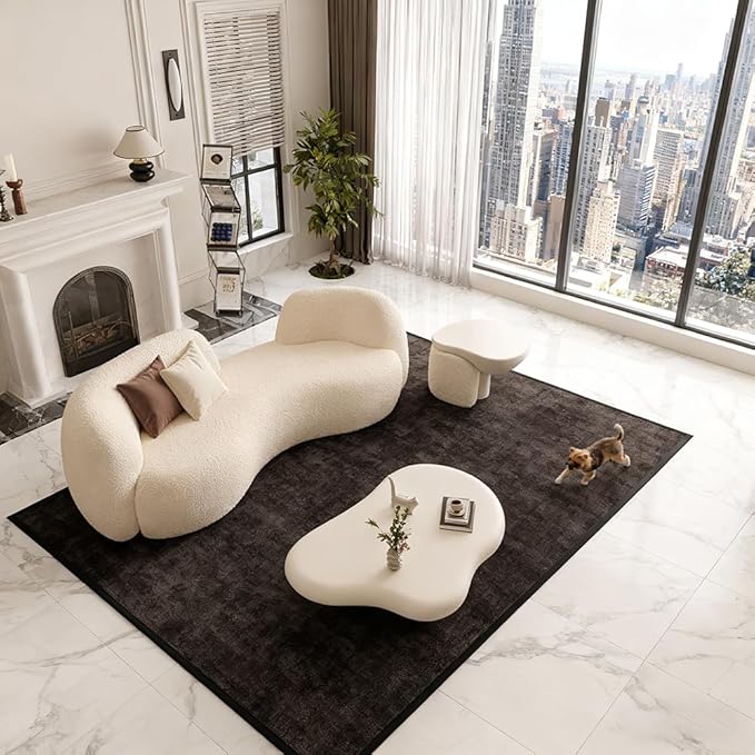 Arc Shaped Sofa Creamy Style Lamb Velvet Couch Modern and Simple Living Room Small-Sized Beauty Salon Clothing Store Reception and Rest Area Settee (White 94.5 inches)