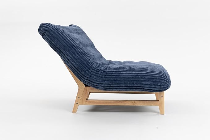 KEVINSPACE Modern Round Sofa Chair Round Chaise Lounge Fluffy Lazy Bean Bag Chairs for Adults Comfy Corduroy Upholstered Barrel for Living Room Salon Office White No Assembly Blue
