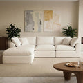 Modular Sectional Cloud Sofa Couch 110” L-Shape Wide Armrest 3 Seats Couch Free Combination Compressed Sofa for Living Room BedroomNo Assembly Needed (White 3 Seats)