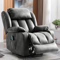 Power Lift Recliner Chair for Elderly Electric Recliner Chairs for Adults with Massage and Heat Cup Holders Remote Control USB Ports Side Pockets Leather (Aluminum Gray)