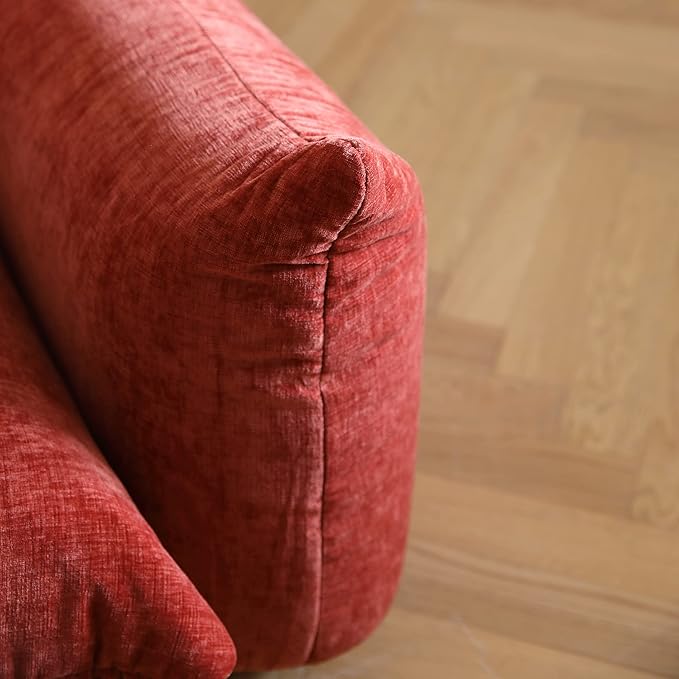 Ottoman Chenille Sofa Mid Century Modern Couches for Living Room (26.77 in/Red/Only Ottoman)