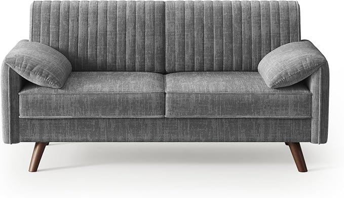 ONBRILL 64.5 Loveseat Sofa Chenille Loveseat Couch for Living Room 23.2 Deep Seat Love Seat with Padded Arms Comfy Modern Small Couches for Bedroom Small Spaces Dorms Office Grey