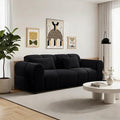 80 Modern Sofa Couch Comfy Deep Seat Teddy Cloud Sofa Upholstered 3-Seater Boucle Couch Oversized Loveseat for Living Room Bedroom Office Apartment(Black)